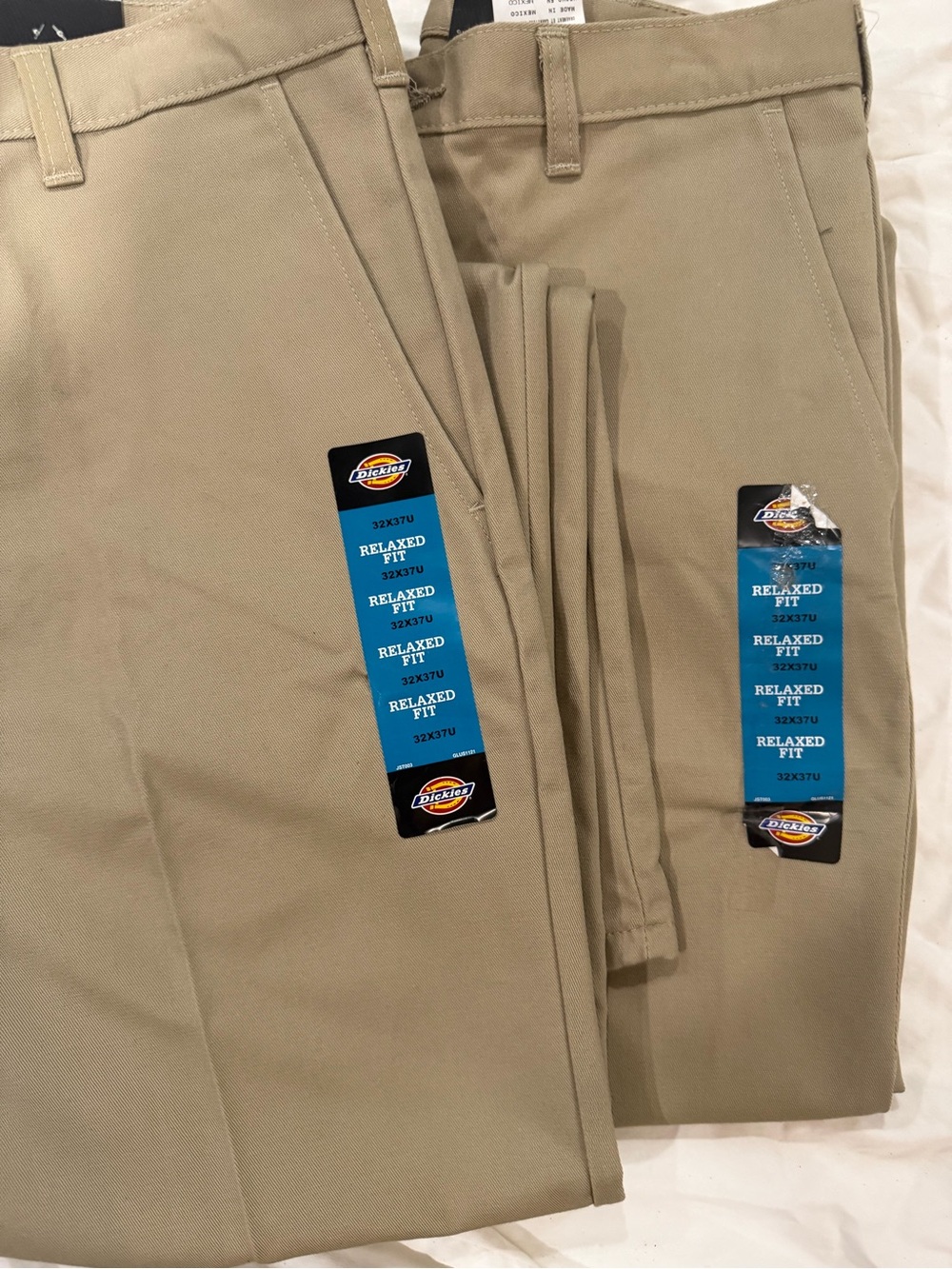 Dickies Men’s Relaxed Fit Chino Pants in Khaki Two Pair. 32x37. Straight Leg